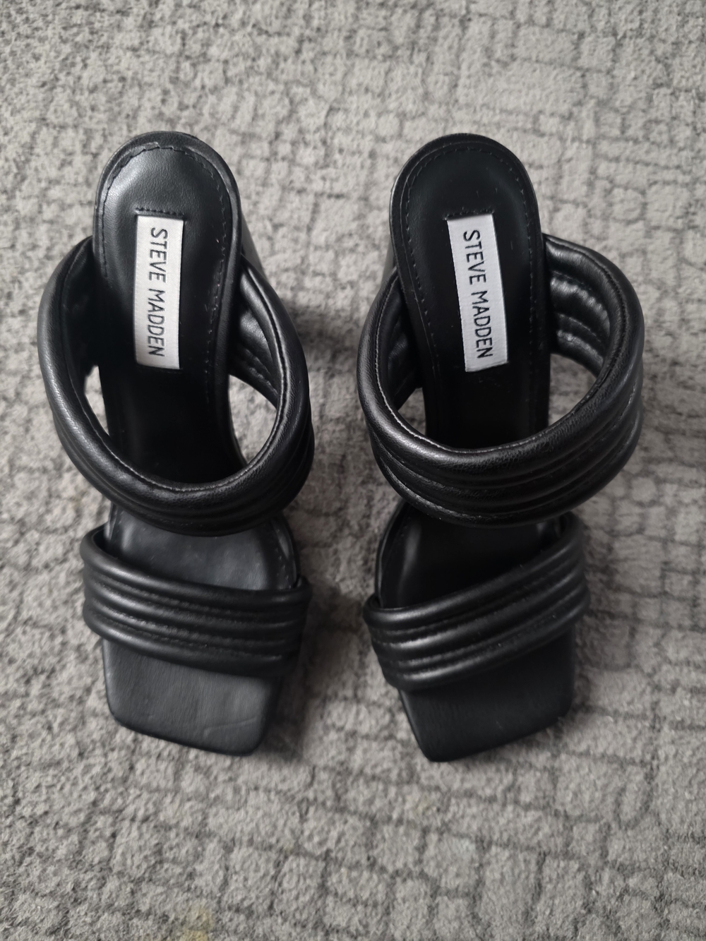 Steve Madden Black Padded Strap Heeled Sandals